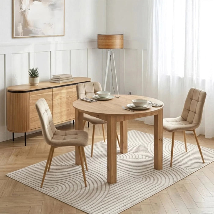 HARRY Table à manger ronde extensible couleur bois clair 102-142 cm – Table à manger – vue 2