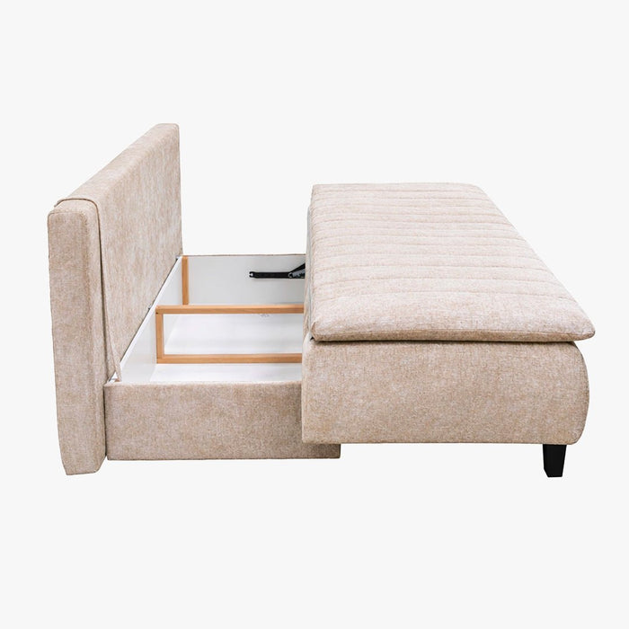 HARVEY Canapé 3 places convertible avec coffre en tissu beige