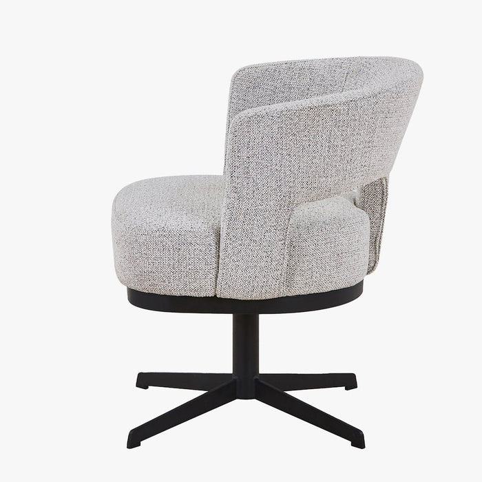 HAVA Chaise pivotante en tissu gris clair pieds en métal noir