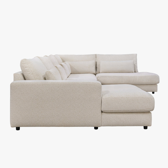 HILONA U Canapé panoramique tissu beige - Angle gauche