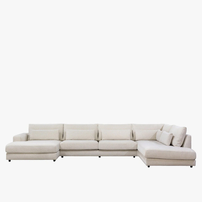 HILONA U Canapé panoramique tissu beige - Angle gauche