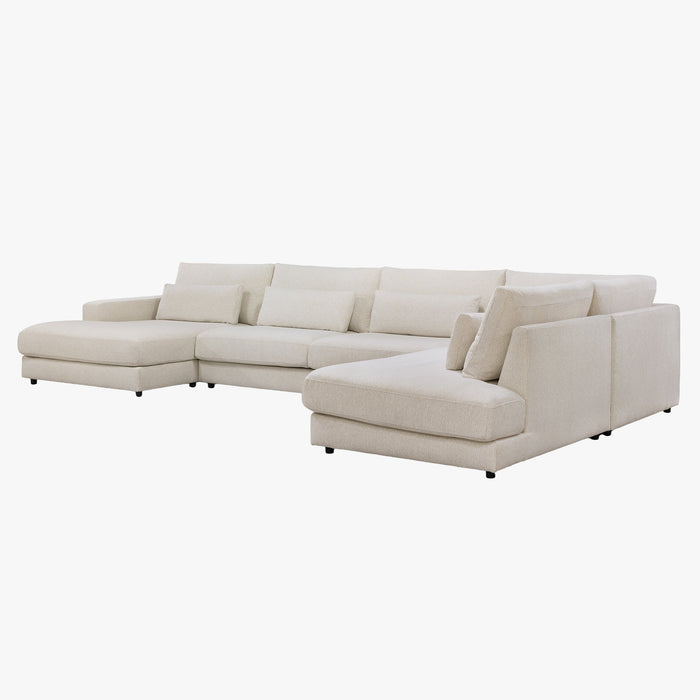 HILONA U Canapé panoramique tissu beige - Angle gauche