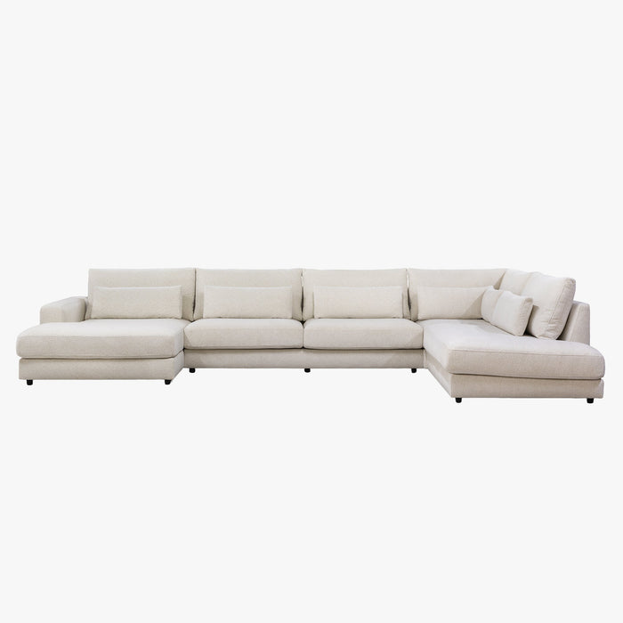 HILONA U Canapé panoramique tissu beige - Angle gauche