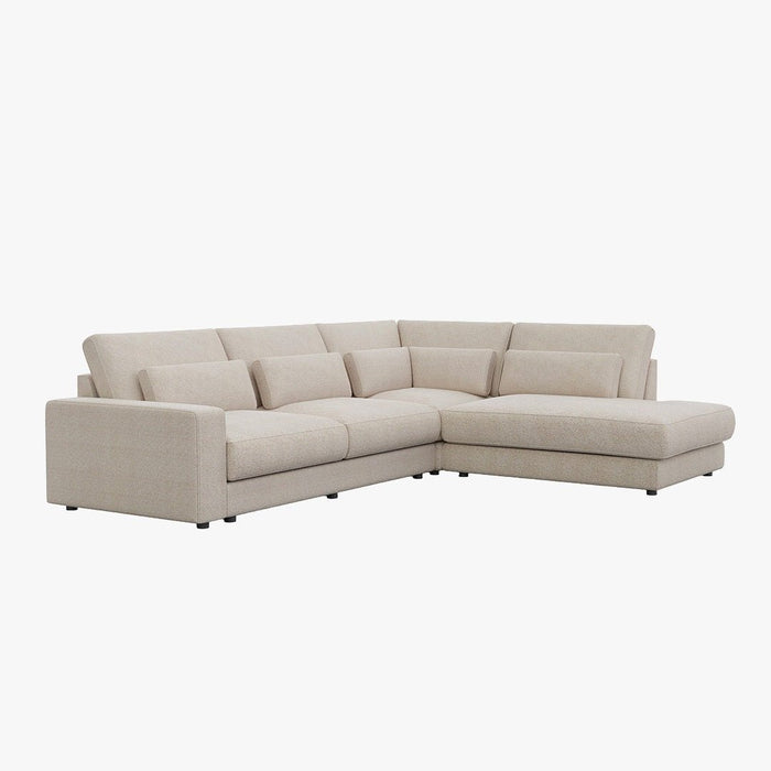 HILONA XL Canapé d'angle en tissu beige - Angle droit