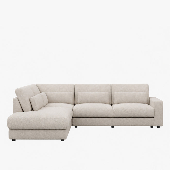 HILONA XL Canapé d'angle en tissu beige - Angle gauche
