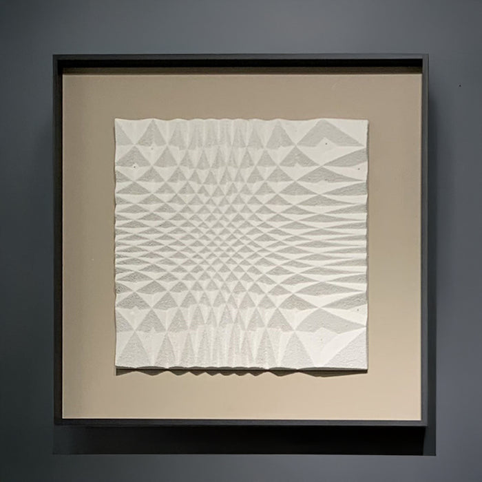 IRANA Tableau peinture à l'huile relief carré cadre aluminium noir - 50x50 cm