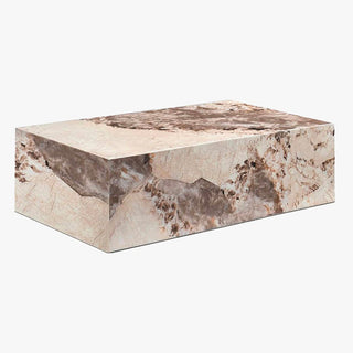 ISBEL Table basse rectangulaire marbre d'ingénierie beige et marron
