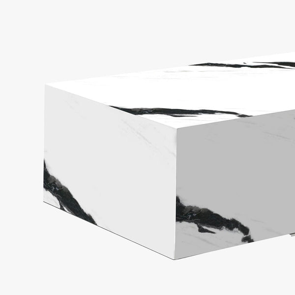 ISBEL Table basse rectangulaire marbre d'ingénierie blanc et noir