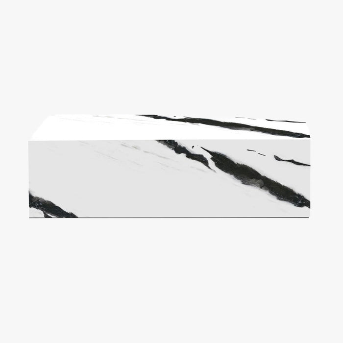 ISBEL Table basse rectangulaire marbre d'ingénierie blanc et noir