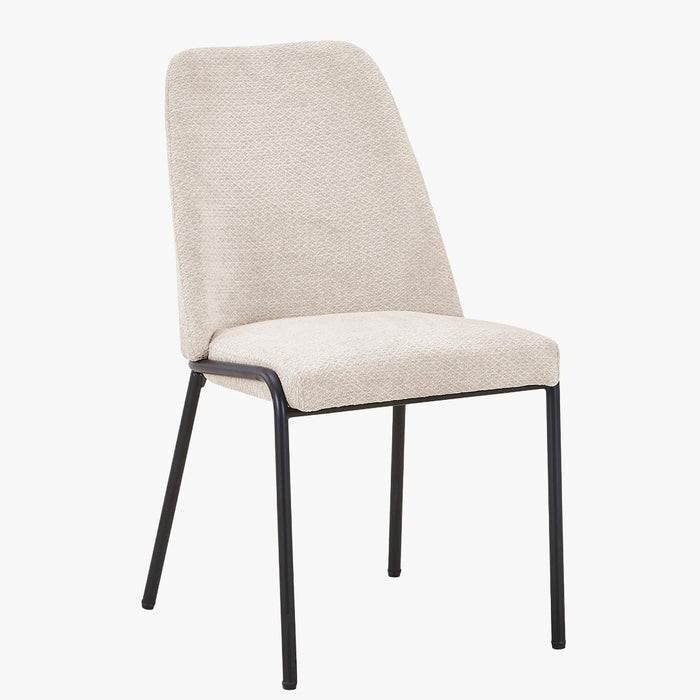 JADHA Lot de 2 chaises en tissu bouclette beige pieds en métal noir
