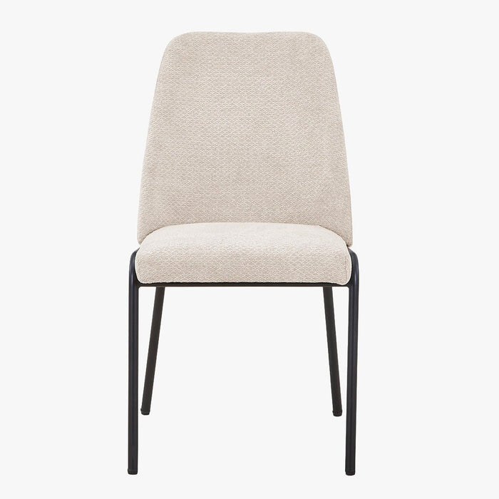 JADHA Lot de 2 chaises en tissu bouclette beige pieds en métal noir