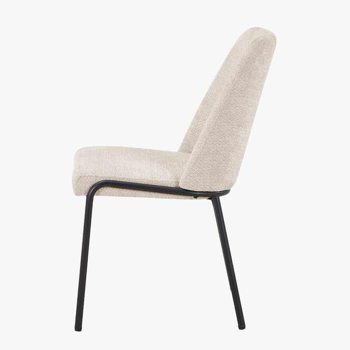 JADHA Lot de 2 chaises en tissu bouclette beige pieds en métal noir