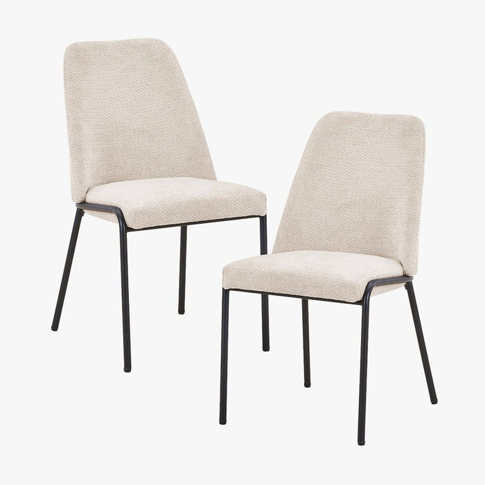 JADHA Lot de 2 chaises en tissu bouclette beige pieds en métal noir
