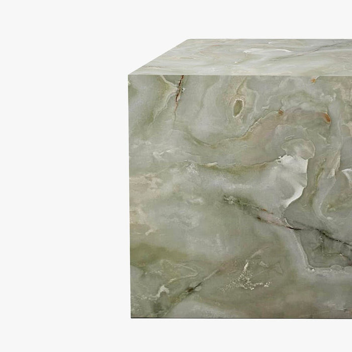 JASMIA Table basse carré en marbre d'ingénierie vert