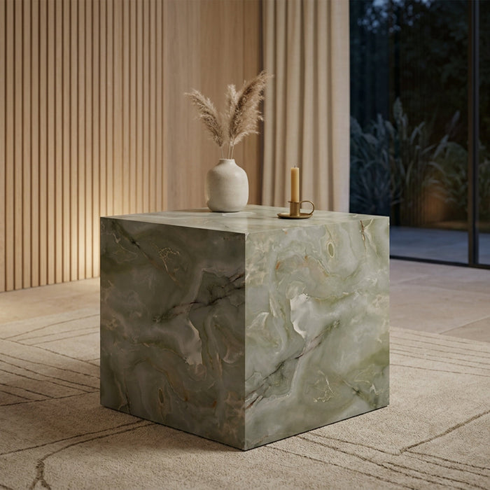 JASMIA Table basse carré en marbre d'ingénierie vert – Table basse Mobilier Deco