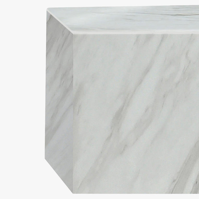 JASMIA Table basse carré marbre d'ingénierie blanc