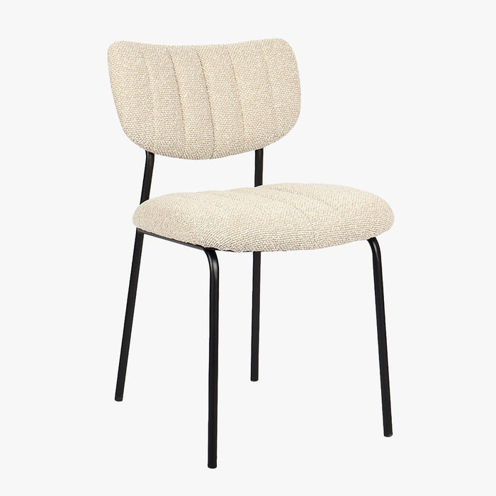JAYDA Lot de 2 chaises en tissu beige piètement métal noir