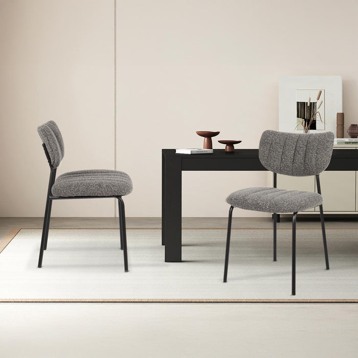 JAYDA Lot de 2 chaises en tissu gris foncé piètement métal noir