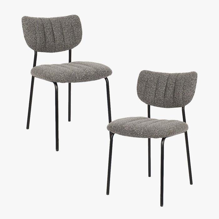 JAYDA Lot de 2 chaises en tissu gris foncé piètement métal noir