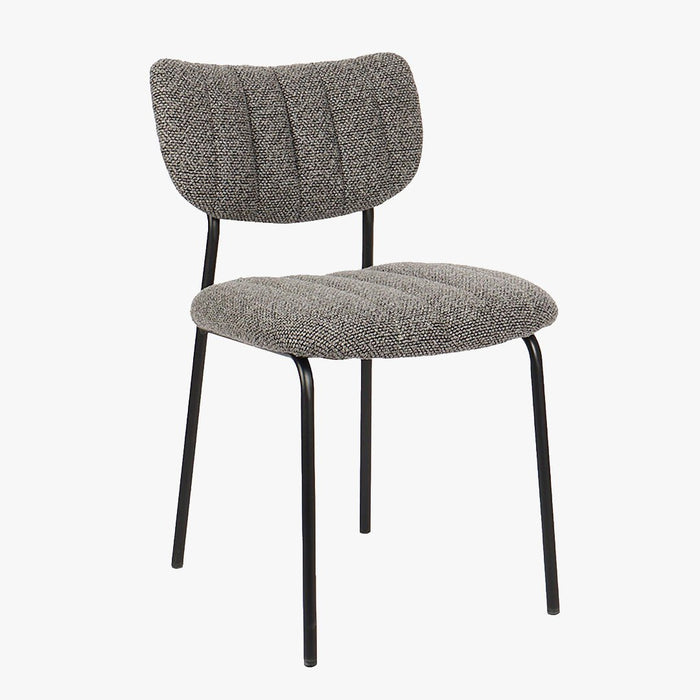 JAYDA Lot de 2 chaises en tissu gris foncé piètement métal noir