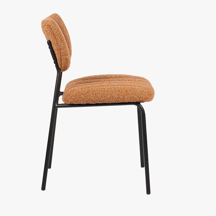 JAYDA Lot de 2 chaises en tissu orange piètement métal noir