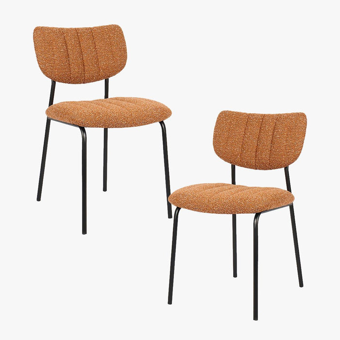 JAYDA Lot de 2 chaises en tissu orange piètement métal noir