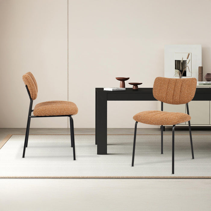 JAYDA Lot de 2 chaises en tissu orange piètement métal noir
