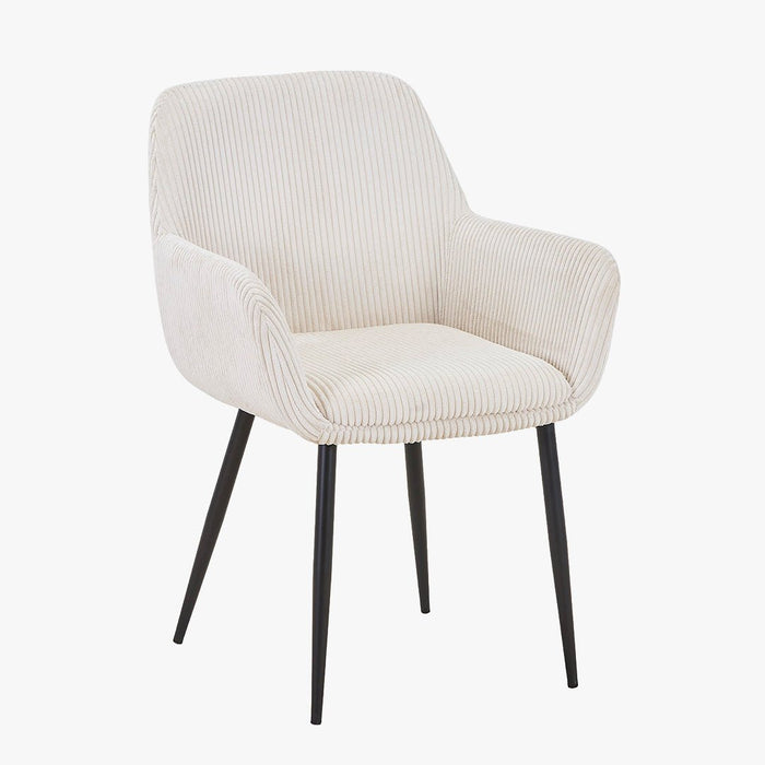 JESSIE Lot de 2 chaises en velours côtelé beige pieds en métal noir