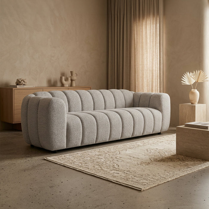 KALIS Canapé 3 places en tissu texturé gris