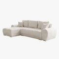 KAMILIA Canapé d'angle convertible avec coffre en tissu beige - Angle gauche