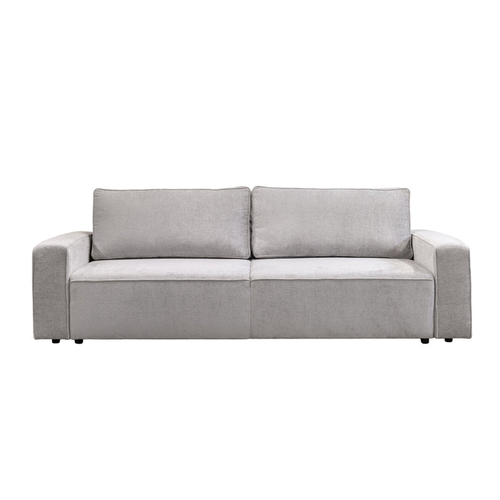 KARLOS Canapé 3 places convertible en tissu gris clair