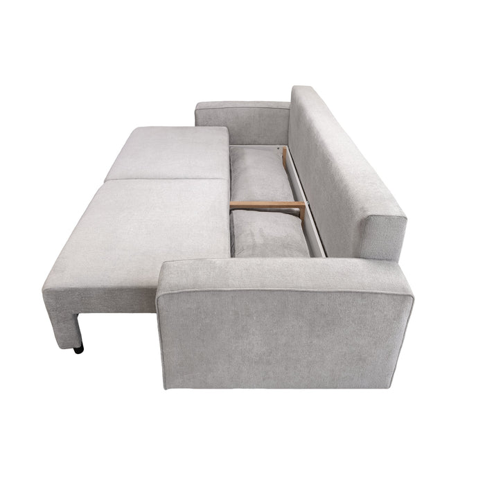 KARLOS Canapé 3 places convertible en tissu gris clair