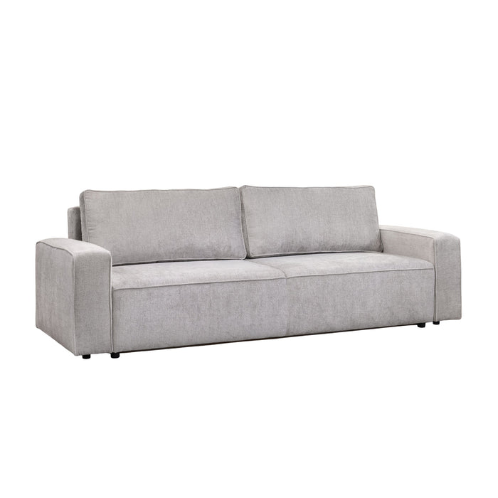 KARLOS Canapé 3 places convertible en tissu gris clair