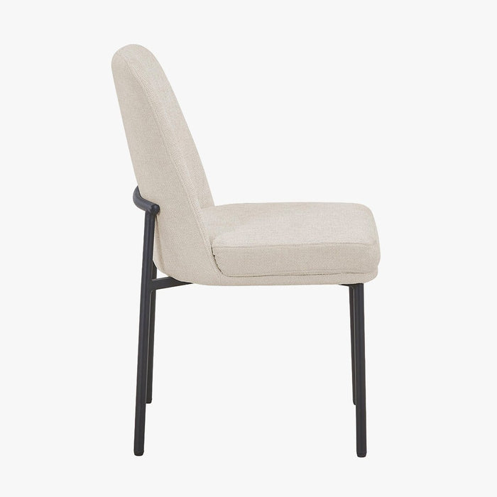 KAYNA Lot de 2 chaises en tissu beige pieds en métal noir