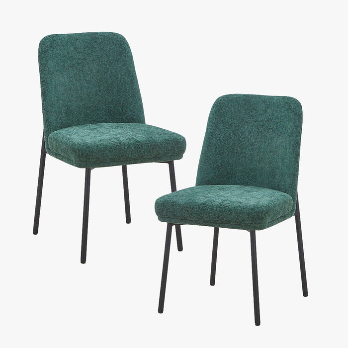 KAYNA Lot de 2 chaises en tissu vert pieds en métal noir