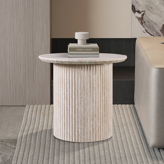 LAGOS - 50 Table d'appoint couleur travertin D50 cm
