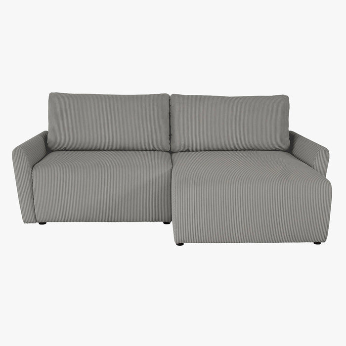 LANA Canapé d'angle convertible et réversible avec coffre en tissu gris clair