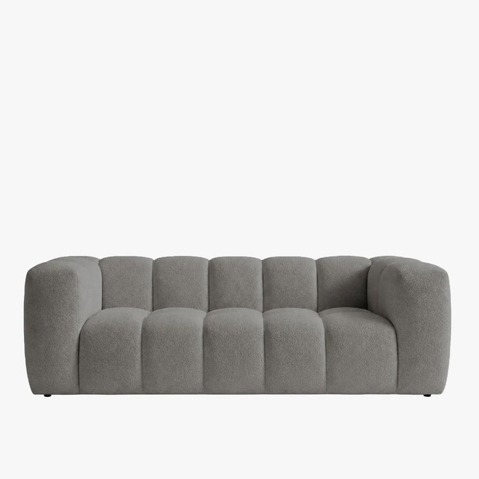 LAYANE Canapé 3 places tissu bouclette gris clair