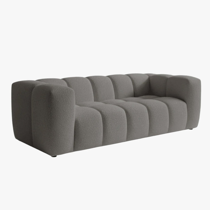 LAYANE Canapé 3 places tissu bouclette gris clair