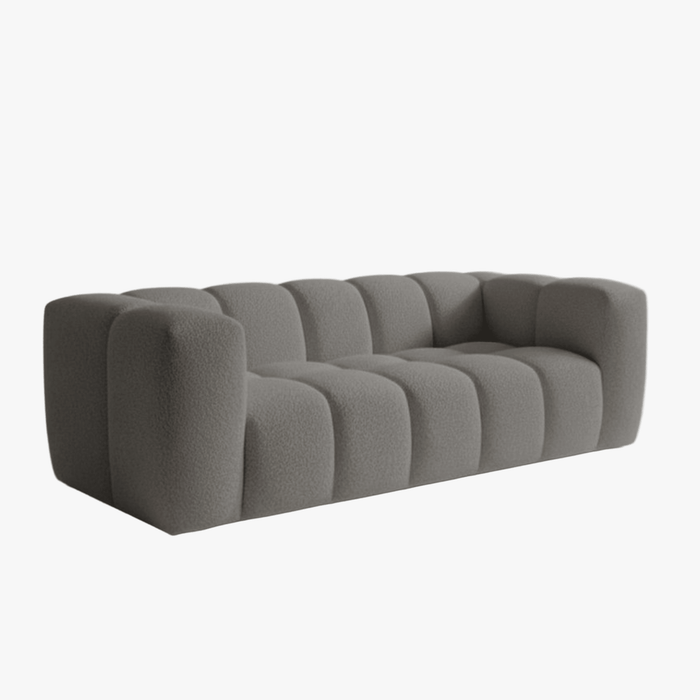 LAYANE Canapé 3 places tissu bouclette gris clair
