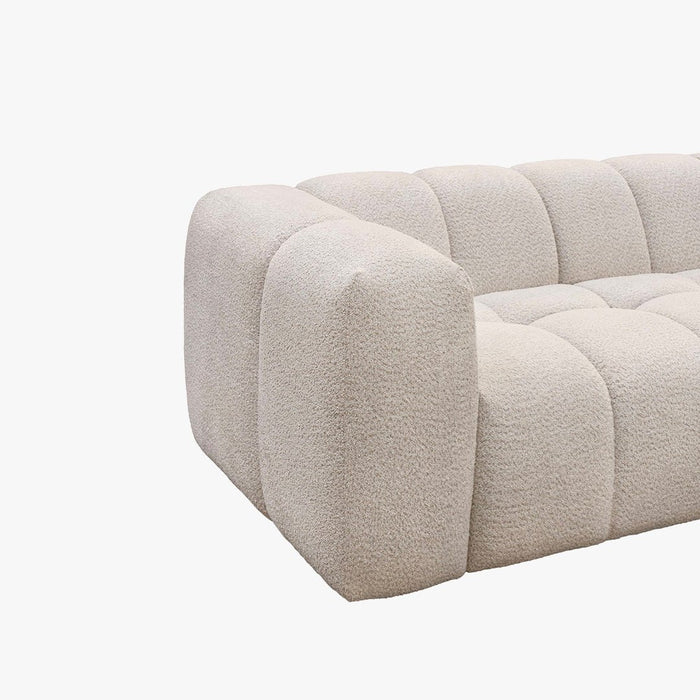LAYANE Canapé d'angle tissu bouclette beige - Angle droit