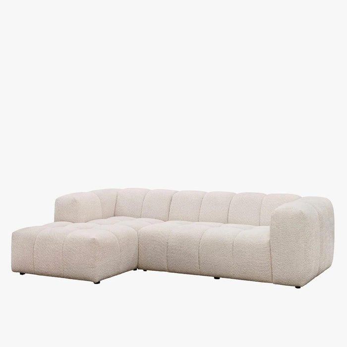 LAYANE Canapé d'angle tissu bouclette beige - Angle gauche