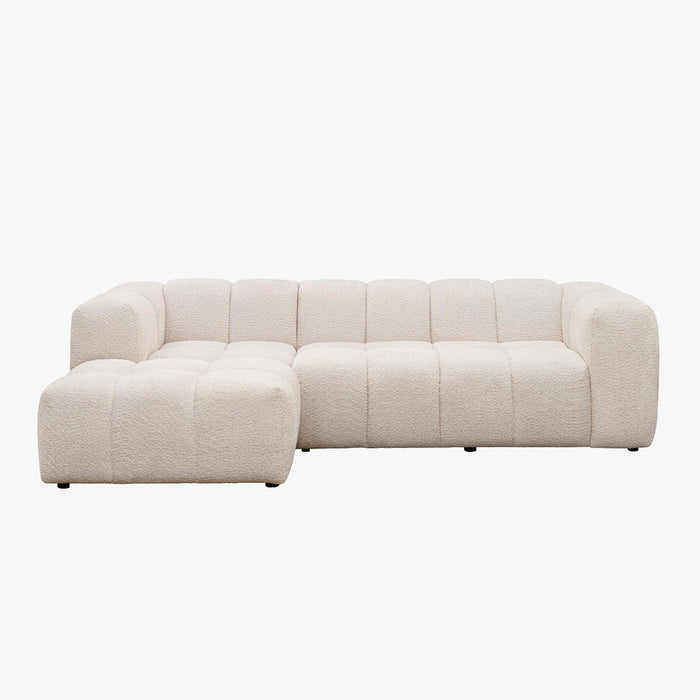 LAYANE Canapé d'angle tissu bouclette beige - Angle gauche