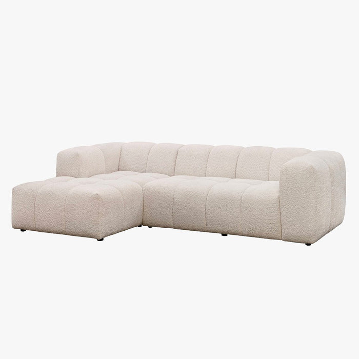LAYANE Canapé d'angle tissu bouclette beige - Angle gauche