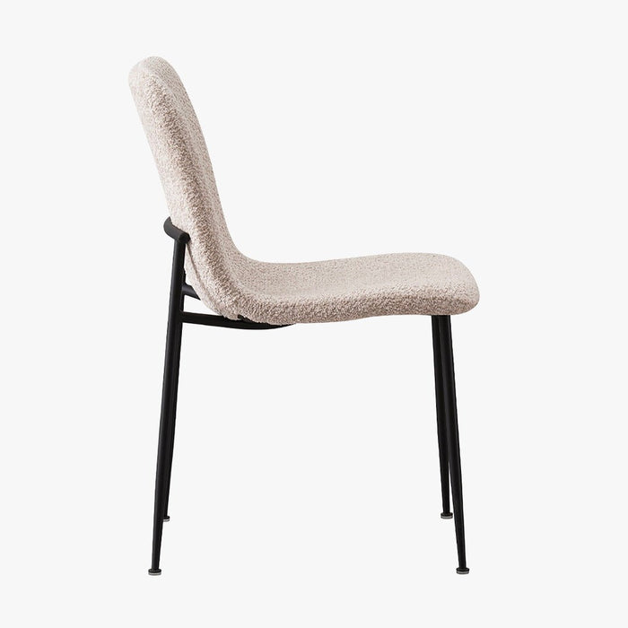 LEONOR Lot de 2 chaises en tissu bouclette beige pieds en métal noir