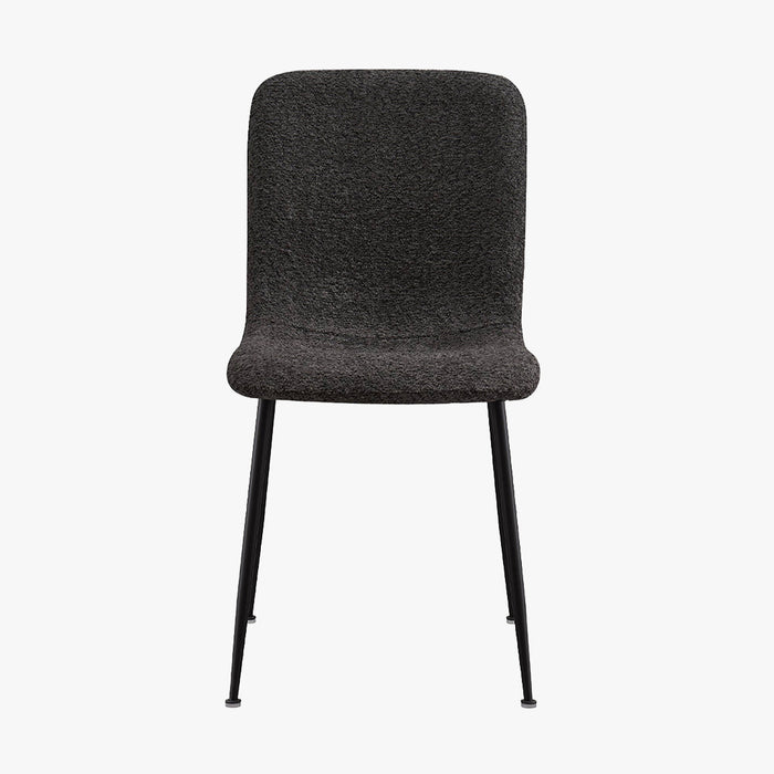 LEONOR Lot de 2 chaises en tissu bouclette gris foncé pieds en métal noir