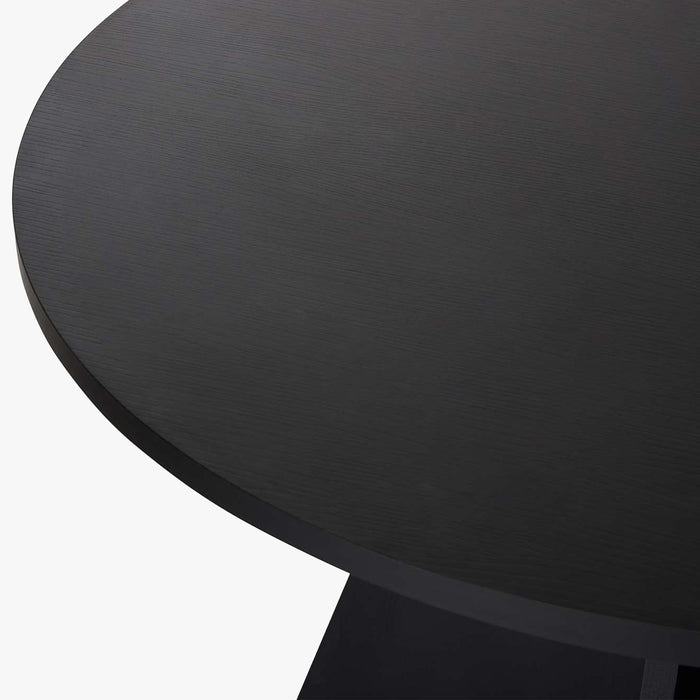 LEYVA Table à manger ronde couleur bois noir D120 cm