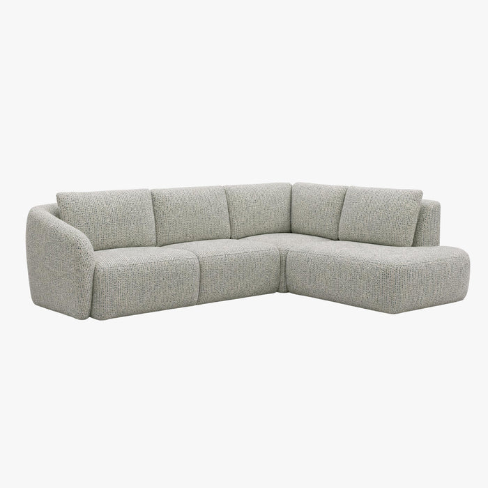 LINDA Canapé d'angle en tissu beige et vert - Angle droit