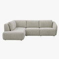 LINDA Canapé d'angle modulable en tissu beige et vert - Angle gauche
