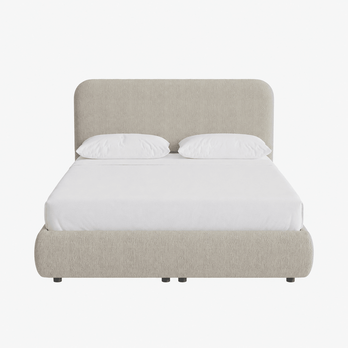 LINE Lit double en tissu beige avec coffre 160x200 cm